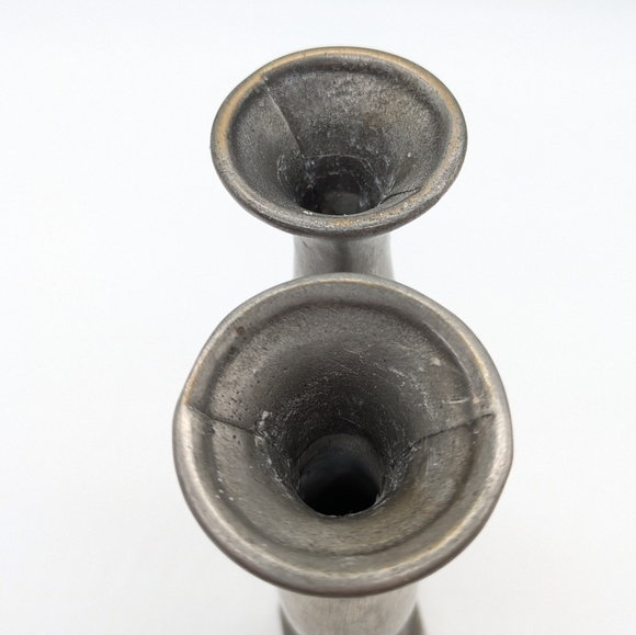 Vintage Pewter silver bud vases set of two - Picture 3 of 5